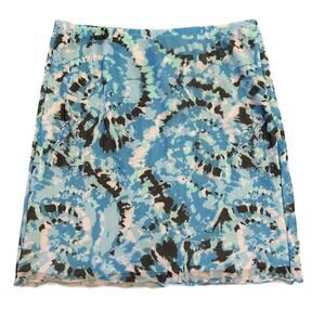 Something New Women's Serena Mesh Blue Black Tye Dye Mini Skirt XS NWT
